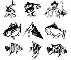 fisherman with hat holding fishing rod and fish,Fly fishing tournament logo vector