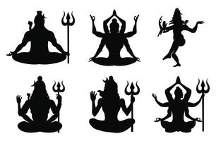 silueta dios shiva hinduismo en la india junto con brahma y tríada vishnu en el dios divino y supremo en el saivismo vector
