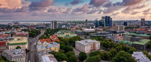 Aerial View of Tallinn business center. photo