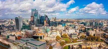 Aerial panoramic scene of the London city financial district photo