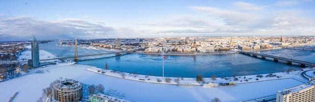 Beautiful panoramic view of the Riga city, Latvia. old town by the river Daugava. photo