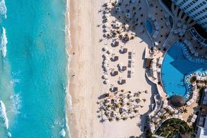 Aerial view of Punta Norte beach, Cancun, Mexico.