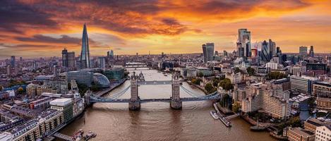 Aerial panoramic cityscape view of the London Tower Bridge photo