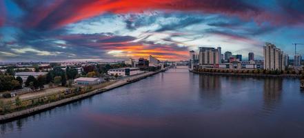 vista aérea de la ciudad de Manchester en el Reino Unido foto