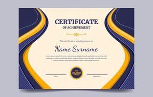 Blue Certificate Template with Flat Design Style vector