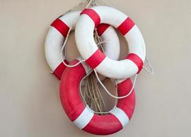 The life Buoy on the wall . photo