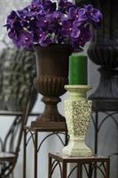 green candle on a candlestick photo