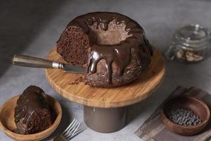 concepto de pastel de chocolate de alto ángulo