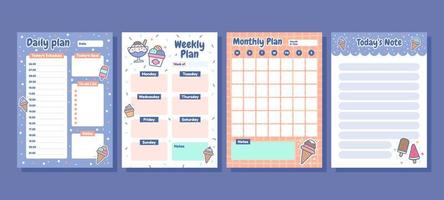 Cute Ice Cream Themed Journal Planner vector