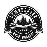 lumberjack logo design ,monochrome color vector