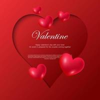 valentine day background with luxury love balloon vector