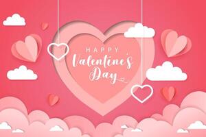 valentine day background with paper cut style vector