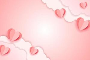 valentine day background with paper cut style vector