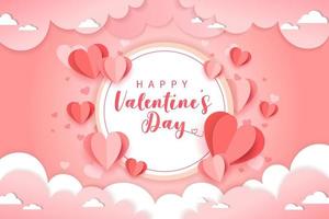 valentine day background with paper cut style vector