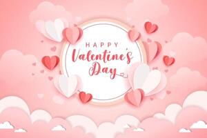 valentine day background with paper cut style vector