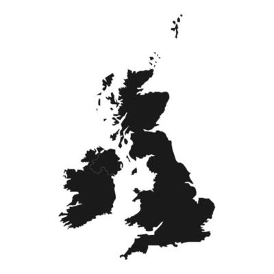 United Kingdom black map on white background