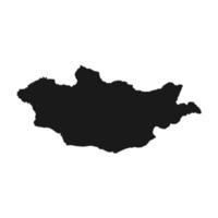 Vector Illustration of the Black Map of Mongolia on White Background