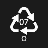 O 07 recycling code symbol. Plastic recycling vector polyethylene sign.