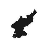 Vector Illustration of the Black Map of North Korea on White Background