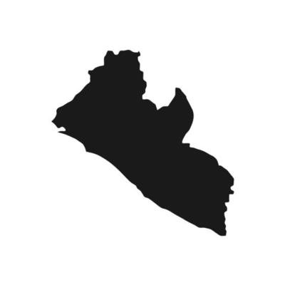 Vector Illustration of the Black Map of Liberia on White Background