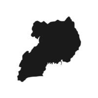 Vector Illustration of the Black Map of Uganda on White Background