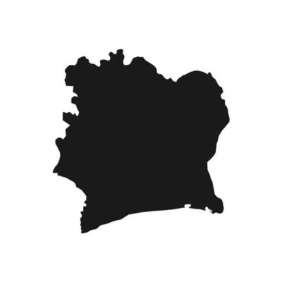 Vector Illustration of the Black Map of Ivory Coast on White Background