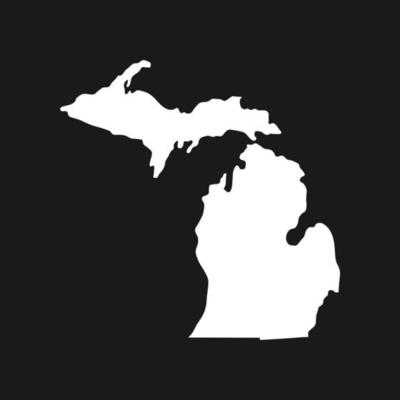 Michigan map on black background
