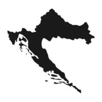 Vector Illustration of the Black Map of Croatia on White Background