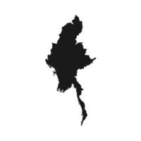 Vector Illustration of the Black Map of Myanmar on White Background