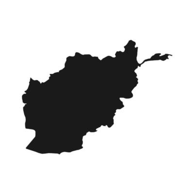 Vector Illustration of the Black Map of Afghanistan on White Background