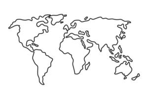 Simple world map in flat style isolated on white background. Vector illustration.