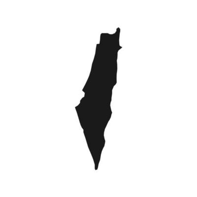 Vector Illustration of the Black Map of Israel on White Background