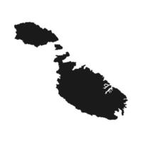 malta mapa vectorial en blanco aislado sobre fondo blanco. mapa de silueta negra muy detallado de malta. vector