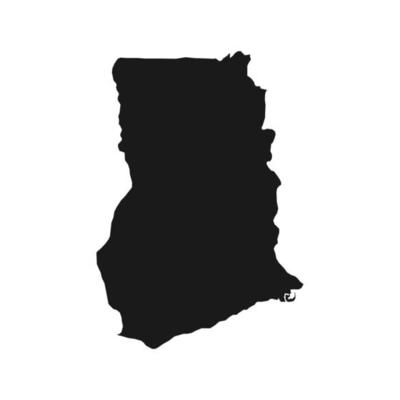 Vector Illustration of the Black Map of Ghana on White Background