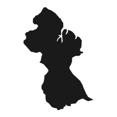 Guyana black map on white background