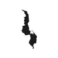 Vector Illustration of the Black Map of Malawi on White Background