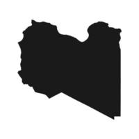 Vector Illustration of the Black Map of Libya on White Background