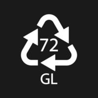 Brown Glass recycling code 72 GL. Vector illustration