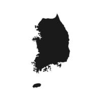 Vector Illustration of the Black Map of South Korea on White Background