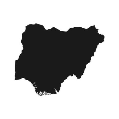 Vector Illustration of the Black Map of Nigeria on White Background