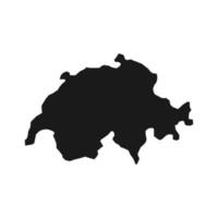 Vector Illustration of the Black Map of Switzerland on White Background