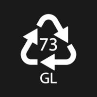 Bottle Glass recycling code 73 GL. Vector illustration