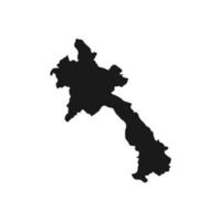 Vector Illustration of the Black Map of Laos on White Background