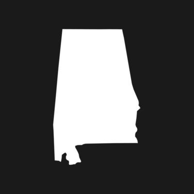 Alabama map on black background