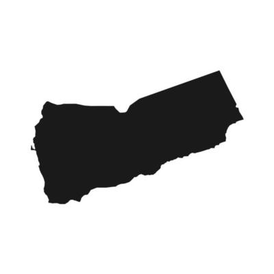 Vector Illustration of the Black Map of Yemen on White Background