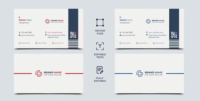 Double Sided Business Card Design Vector Template - Horizontal