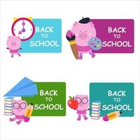 Back to school illustration with cute animals collection 5 vector