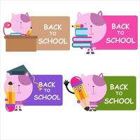 Back to school illustration with cute animals collection 2 vector