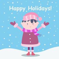 Happy holidays illustration with little boy vector