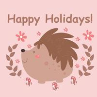 Happy holidays illustration with cute animals vector